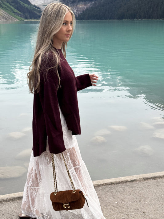 Merlot Split Sweater