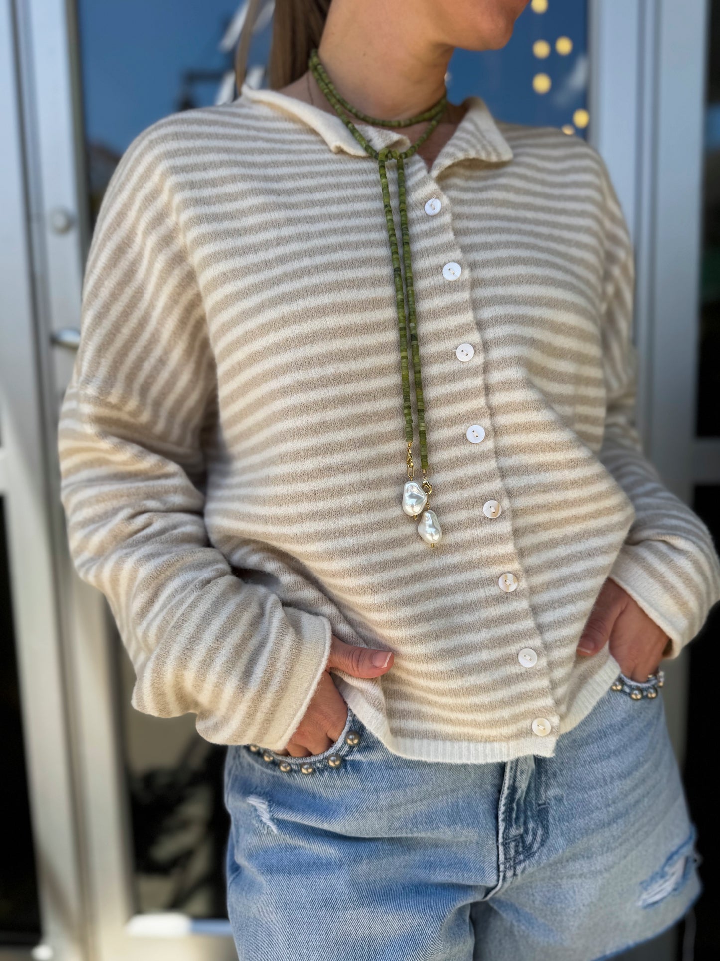 Cream Stripe Knit